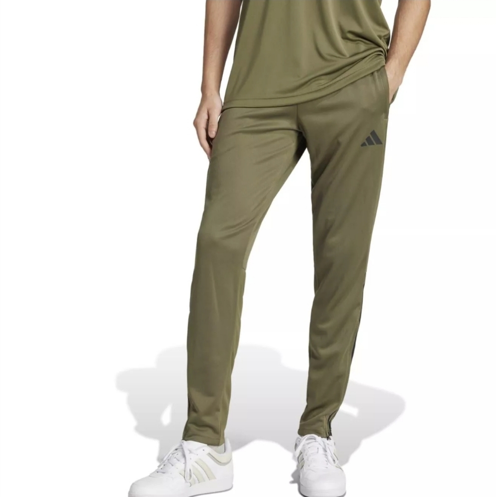 NWT Adidas Mens Sereno Aeroready Olive Sportswear Pants with Black Stripes Small